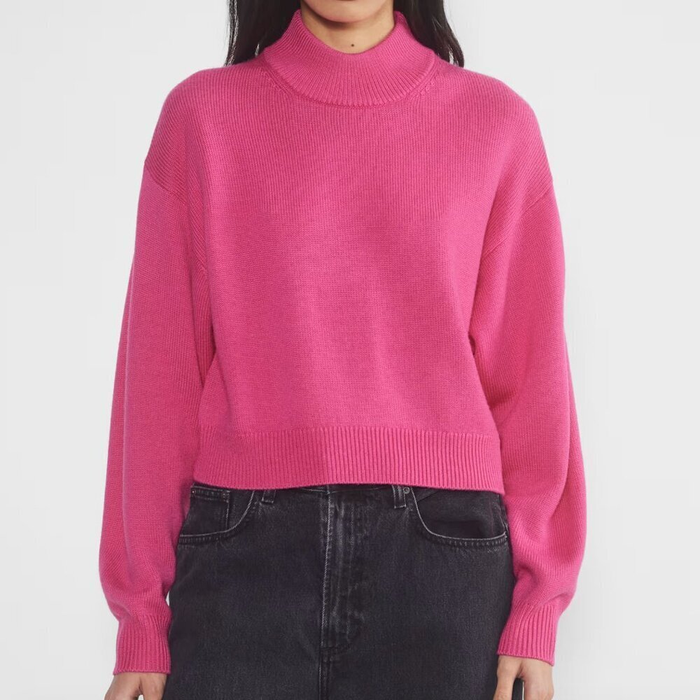 Aritzia Wilfred Free Merino Wool Harper Sweater Relaxed Fit Pink Size Small